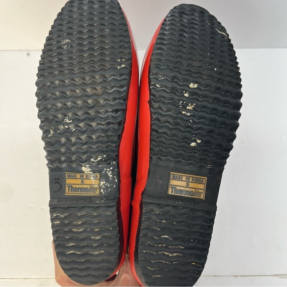 Vtg SPORTO Women’s Lowcut Red Boots Waterproof Rubber Size 5 Duck Booties 80’s - Picture 10 of 11